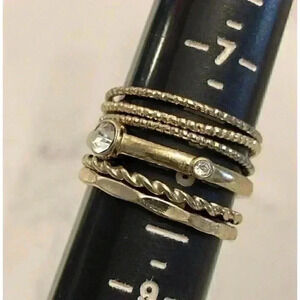 Gold Tone Costume Jewelry Ring Stackable Bands Lot of 6